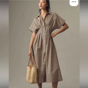 Anthropologie Tobie Shirt Dress by Exquise - Brown Motif